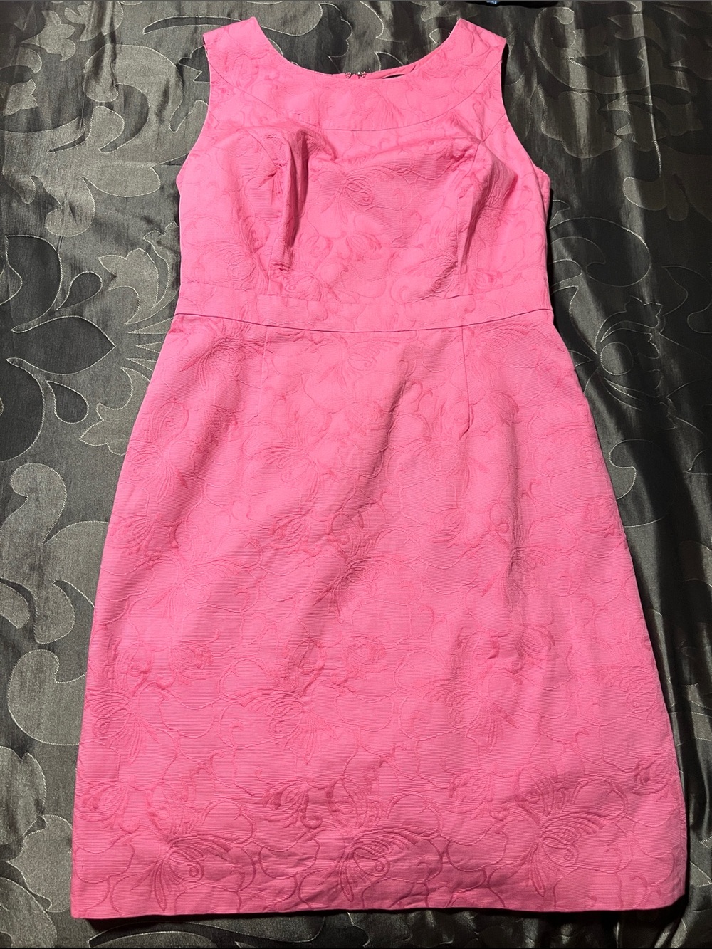 Talbots Pink Sleeveless Floral Jacquard Textured Dress Women’s 8 Petite
